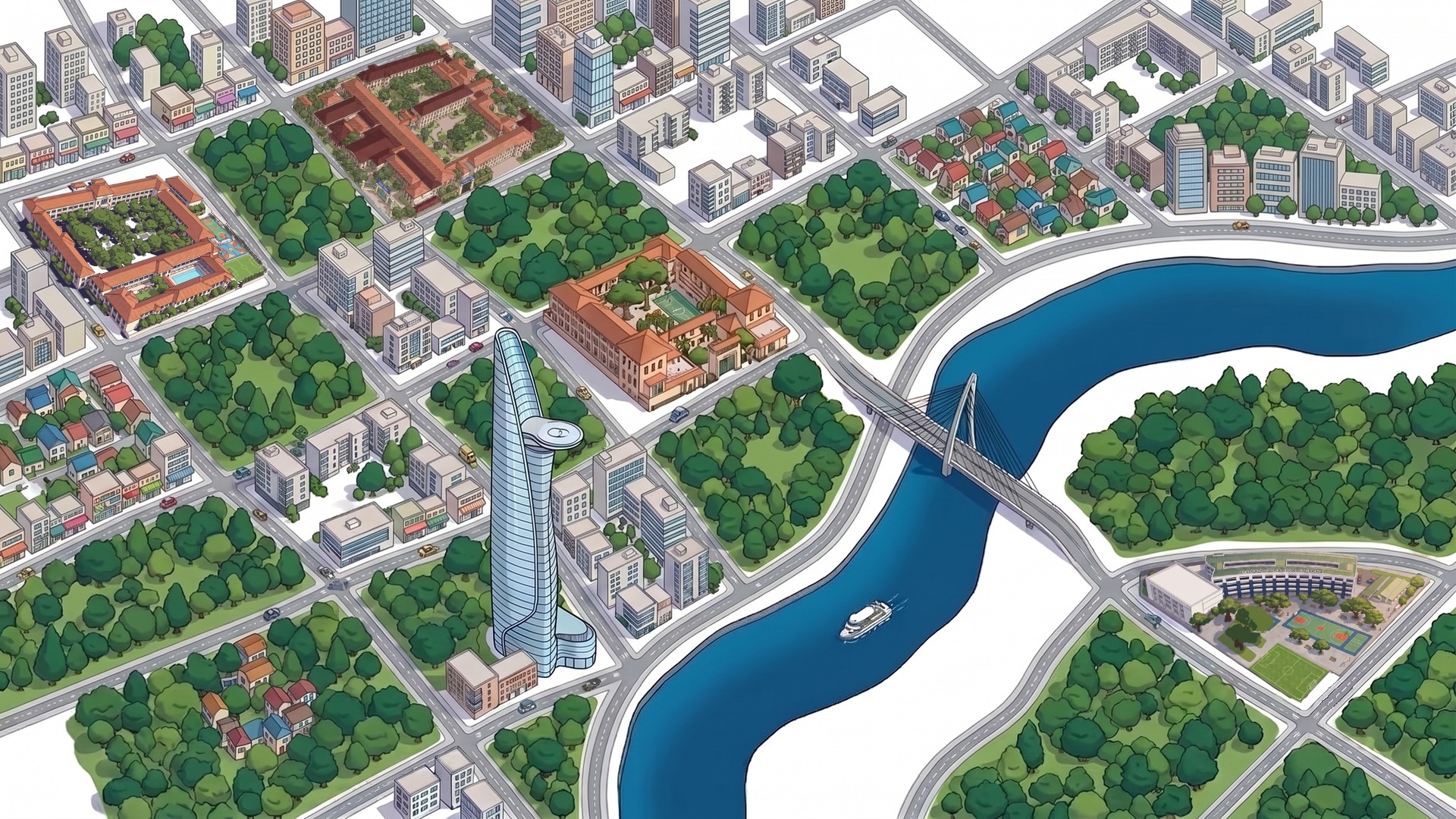 Bản đồ minh họa các điểm trường THPT